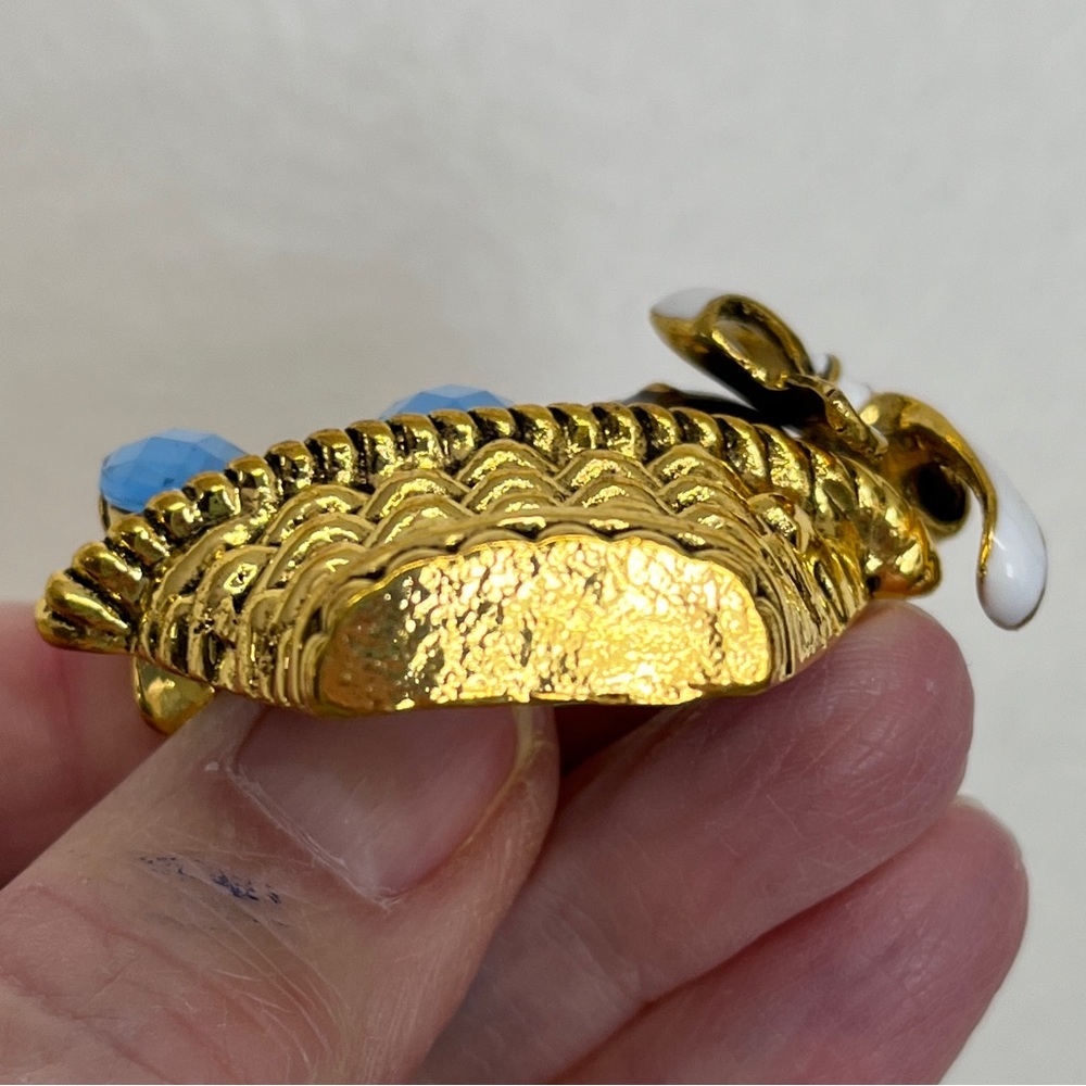 Easter Basket Brooch, deep gold with Gem Accents, NWT, 1.75x1.75”, - Picture 7 of 9
